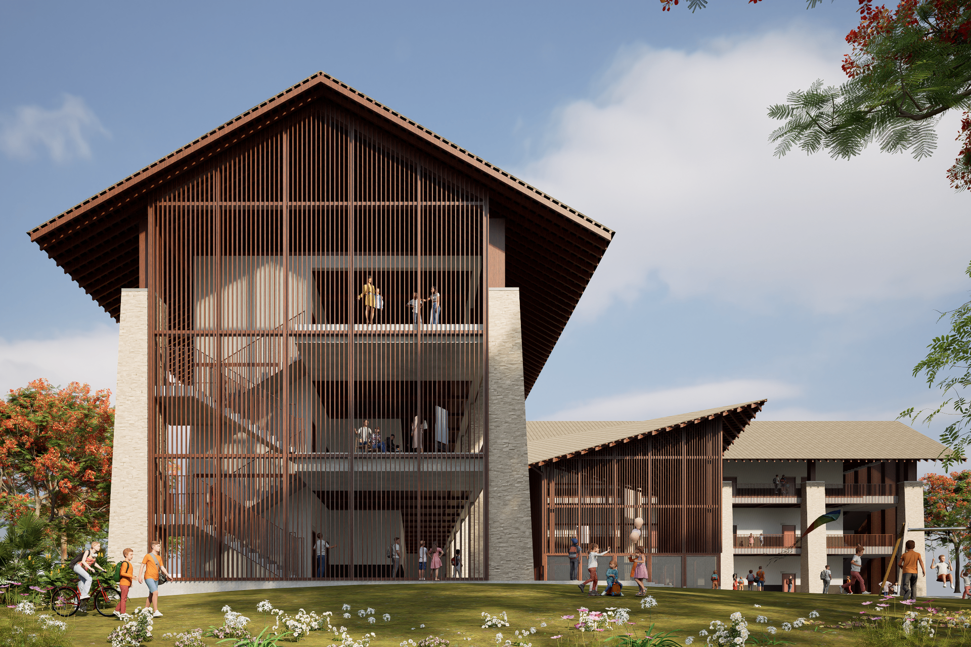 Rendering of SNET's upcoming CBSE school at GEV Madhyalila, Palghar